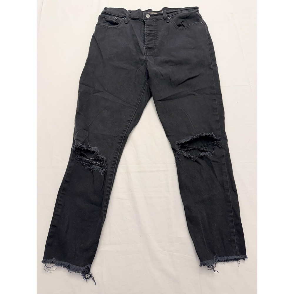 Levis Wedgie‎ Skinny Jeans Womens 30 Black Charcoal High Rise Distressed 30x26.5